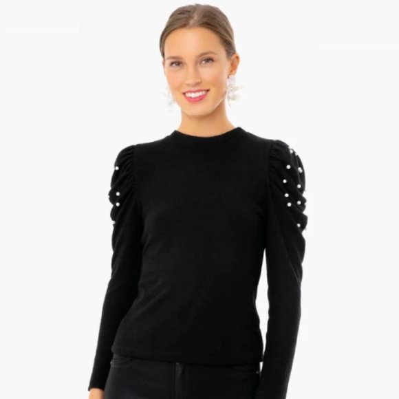 Tuckernuck Sweaters - Pomander Place by Tuckernuck Black Pearl Detail Puff Sleeve Sweater Crew sz XS